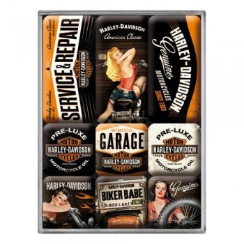 Набор из 9 магнитов Nostalgic Art "Harley Davidson - Garage" (83074)